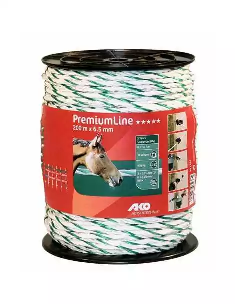 Vodivé lano PremiumLine 200 mm x 6,5 mm AKO bielo-zelená