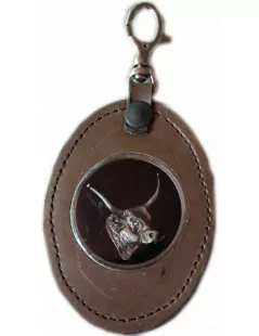 Kľúčenka kožená hnedá - Hlava býka maďarská sivá
