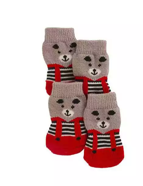 Ponožky pre psa Bruno sivo-červené S 4ks