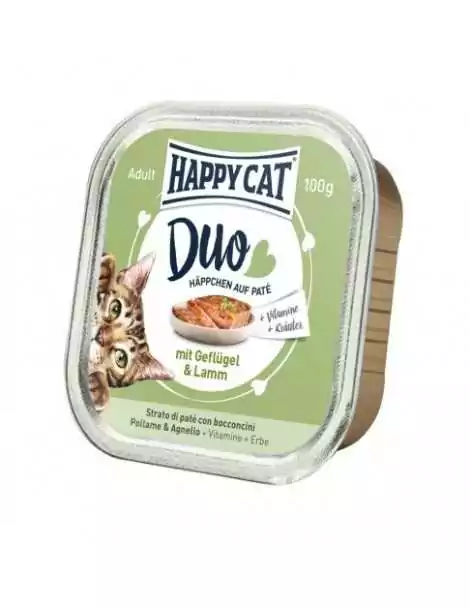 Happy Cat Duo Menu hydina+jahňa 100g paštéta