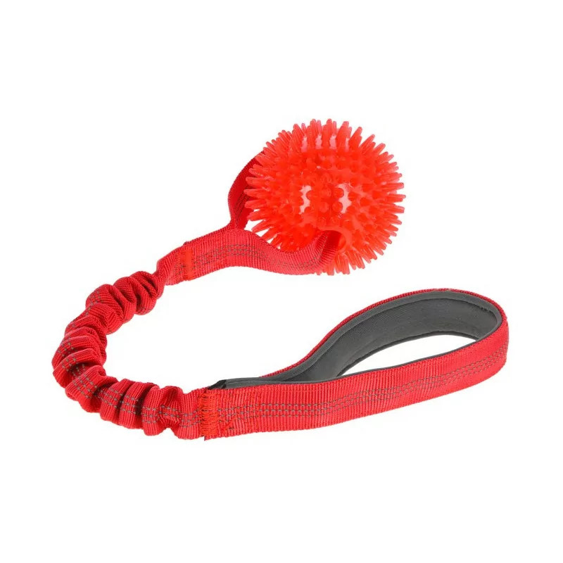 Hračka lopta špicatá na šnúrke,červená,50cm, priemer 9cm