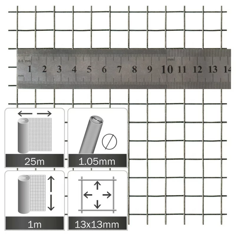 Pletivo drôt.13x13x1,09/1,2mm, kotúč 25x1,0 m