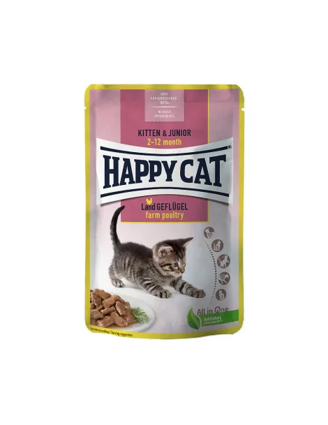 Happy Cat Meat in S. hydina 85g pre mačiatka, kapsička